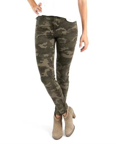 Grace & Lace Camo Mid Rise Zip Up Jeggings In Green