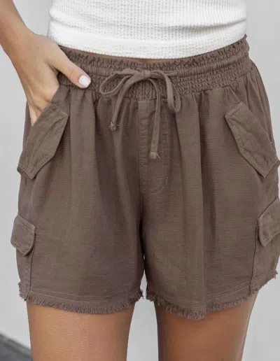 Grace & Lace Cargo Soft Shorts In Mocha In Brown
