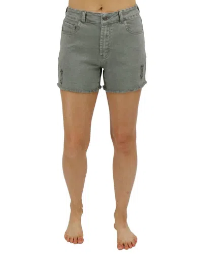 Grace & Lace Casual Colored Denim Shorts In Olive In Green
