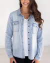 Grace & Lace Chambray Button Up Shirt In Light Wash