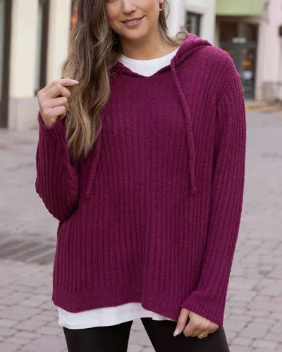 Grace & Lace Cloud Ribbed Hoodie In Mulberry In Purple