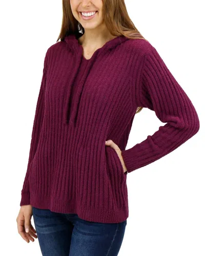 Grace & Lace Cloud Ribbed Hoodie In Mulberry In Red
