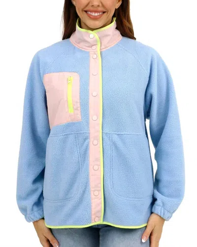 Grace & Lace Colorblock Fleece Jacket In Blue-blush