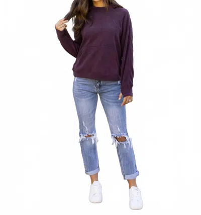 Grace & Lace Corded Pullover Hoodie In Aubergine In Purple