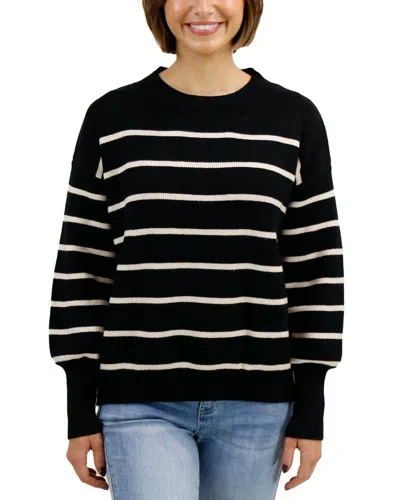 Grace & Lace Crew Neck Striped Sweater In Black Stripe
