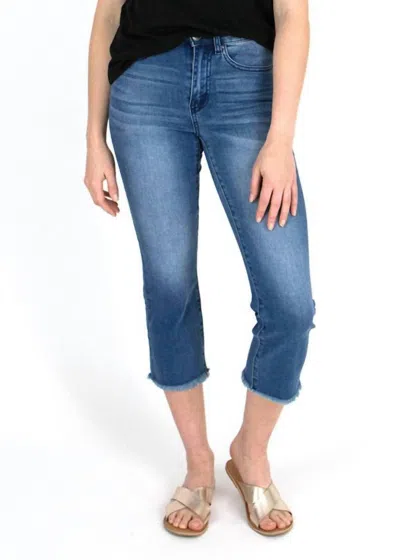 Grace & Lace Crop Flare Jegging In Mid Wash In Blue