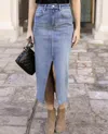 Grace & Lace Denim Midi Skirt In Medium Wash In Blue