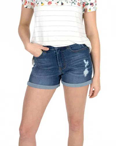 Grace & Lace Distressed Super Stretch Shorts In Mid-wash In Multi