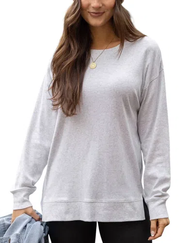 Grace & Lace Essential Long Sleeve Tee In Heathered Light Gray