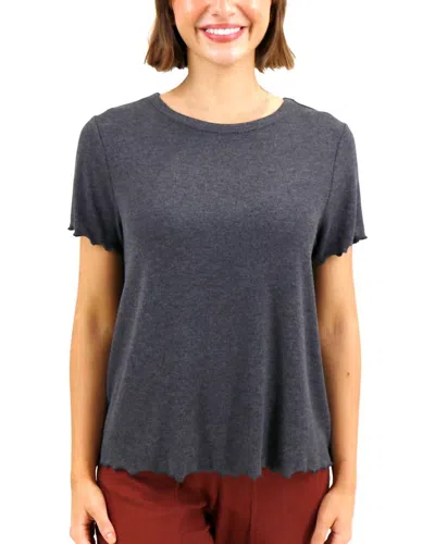 Grace & Lace Essential Ribbed Relaxed Fit Tee Top In Charcoal In Pink