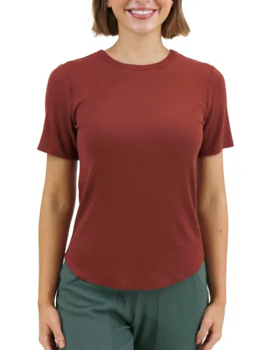 Grace & Lace Essential Ribbed Short Sleeve Tee In Rust In Red