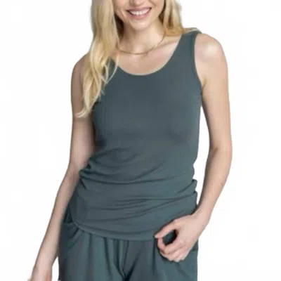 Grace & Lace Essential Ribbed Tank In Forest Green In Blue