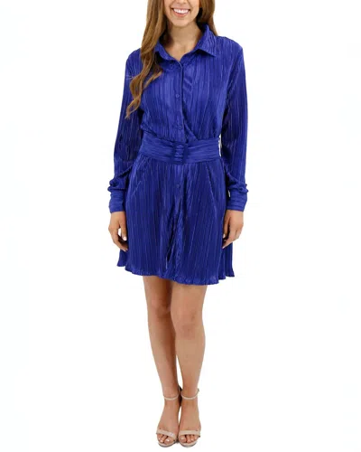 Grace & Lace Eve Belted Plisse Dress In Royal In Blue