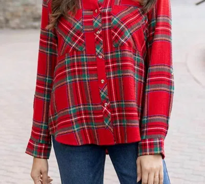 Grace & Lace Favorite Button Up Plaid In Christmas Plaid
