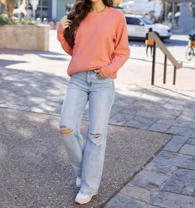 Grace & Lace Favorite Washed Pocket Sweatshirt In Orange