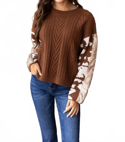 Grace & Lace Festive Fawn Sweater In Brown