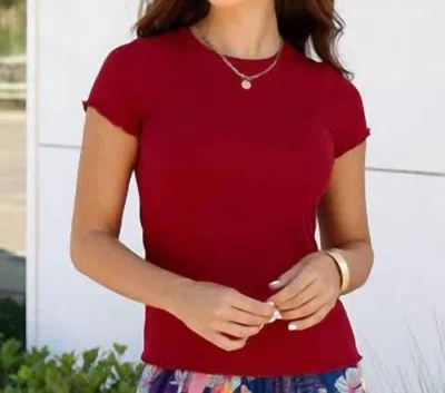 Grace & Lace Fitted Ribbed Tee In Ruby In Burgundy