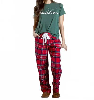 Grace & Lace Flannel Christmas Pajama Pants In Red