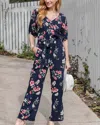 Grace & Lace Floral Jumpsuit In Deep Navy