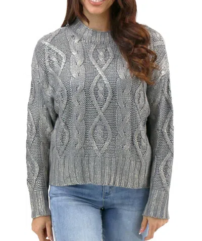 Grace & Lace Foiled Cable Knit Sweater In Champagne Shimmer In Gray