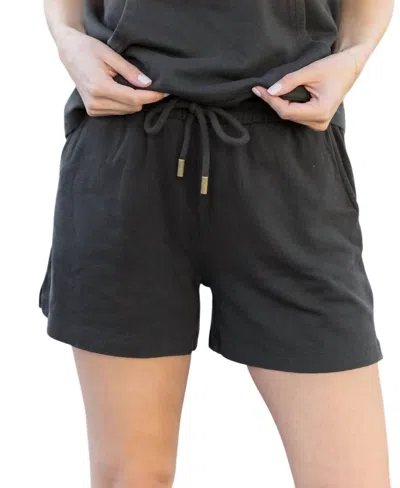 Grace & Lace French Terry Sweat Shorts In Washed Black