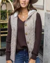 GRACE & LACE HOODED CABLE KNIT VEST IN HEATHER GREY