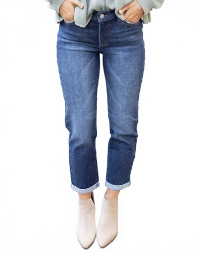 Grace & Lace Knockout Straight Leg Jeans In Vintage Dark-wash In Blue