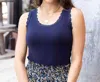 Grace & Lace Lace Trim Tank Top In Navy