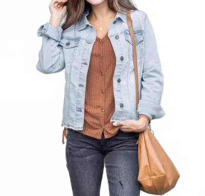 Grace & Lace Lightwash Denim Jacket In Blue
