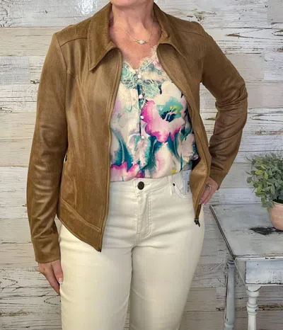 Grace & Lace Lightweight Faux Leather Jacket In Cafe