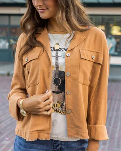 Grace & Lace Linen Safari Jacket In Chai In Orange