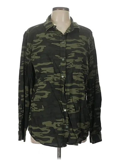 Pre-owned Grace & Lace Long Sleeve Button Down Shirt In Green