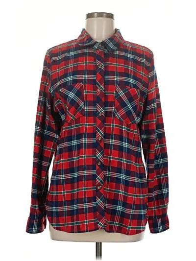Pre-owned Grace & Lace Long Sleeve Button Down Shirt In Red
