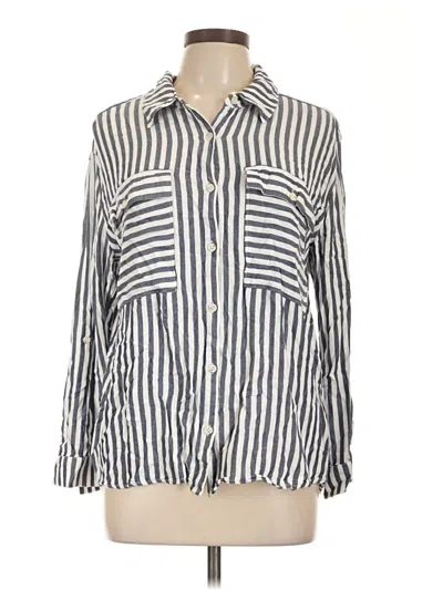 Pre-owned Grace & Lace Long Sleeve Button Down Shirt In Silver