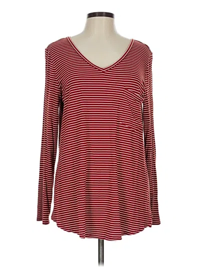Pre-owned Grace & Lace Long Sleeve Henley Shirt In Red