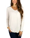 Grace & Lace Long Sleeve Perfect Pocket Tee In Oatmeal