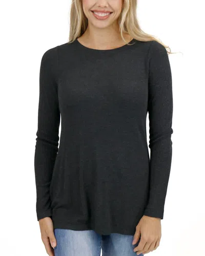 Grace & Lace Long Sleeve Tunic Tee In Heathered Charcoal In Multi