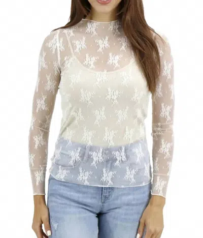 Grace & Lace Long Sleeves Mesh Top In Ivory In Multi