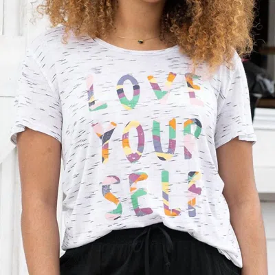 Grace & Lace Love Yourself Space Dyed Graphic Tee In White