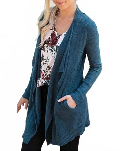 Grace & Lace Lush Bambu Pocket Wrap Up Cardigan In Teal In Blue