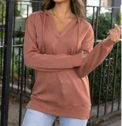 Grace & Lace Luxe Knit Hooded Pullover In Sienna In Brown