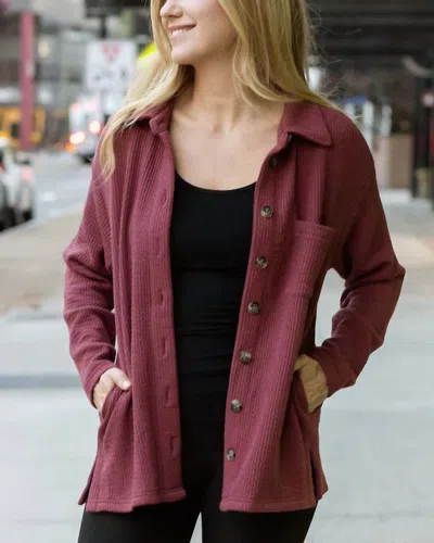 Grace & Lace Luxe Ribbed Shacket In Spanish Wine In Multi