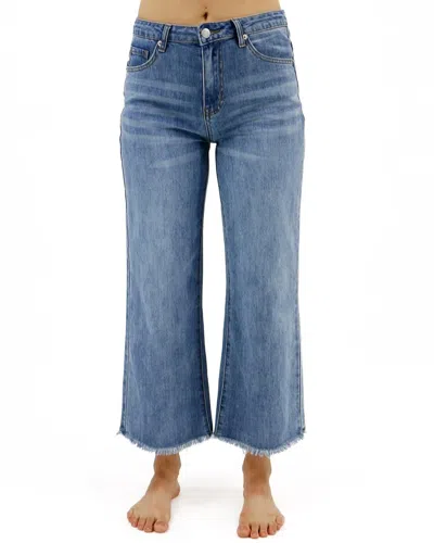 Grace & Lace Mel's Fave Cropped Wide Leg In Non Distressed Mid-wash In Blue