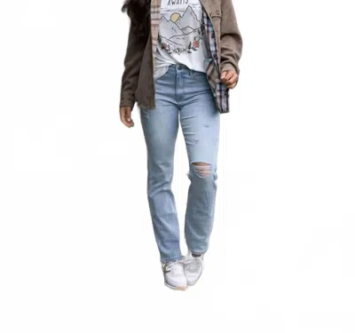 Grace & Lace Mel's Fave Full Length Jeans In Distressed Light Mid-wash In Blue