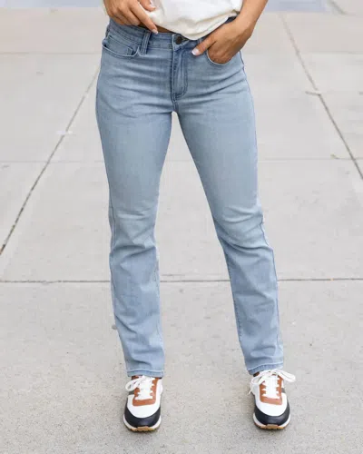 Grace & Lace Mel's Fave Non Distressed Light Mid-wash Full Length Jeans In Blue