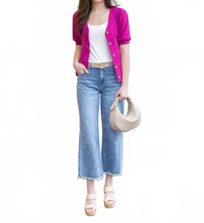 Grace & Lace Mel's Favorite Cropped Wide Leg Jean In Blue