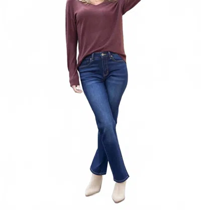 Grace & Lace Mel's Favorite Straight Leg Denim Jeans In Dark Wash In Blue