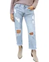Grace & Lace Mid-rise Girlfriend Jean In Distressed Vintage Wash In Multi