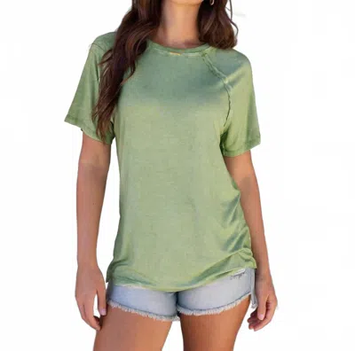 Grace & Lace Mineral Wash Raglan Tee In Green