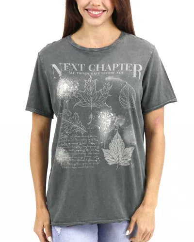Grace & Lace Mineral Washed Graphic Tee In Next Chapter In Gray